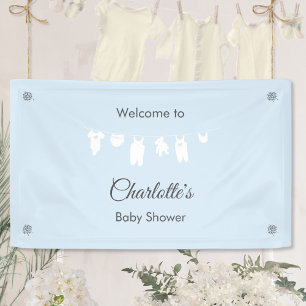 Banderoles Bain de bébé garçon minimaliste bleu clair