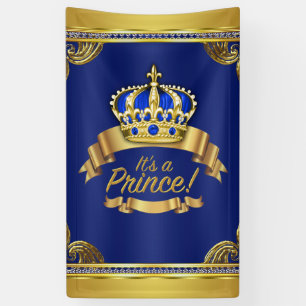 Banderoles Bain de bébé prince bleu royal or C'est un prince