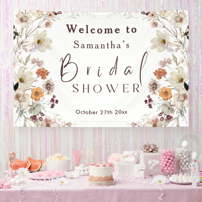 Banderoles Bain de mariage moderne Bohème Fleur sauvage Paste (Fête)