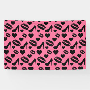 Banderoles Baisers aux lèvres talons hauts noirs Maquillage F