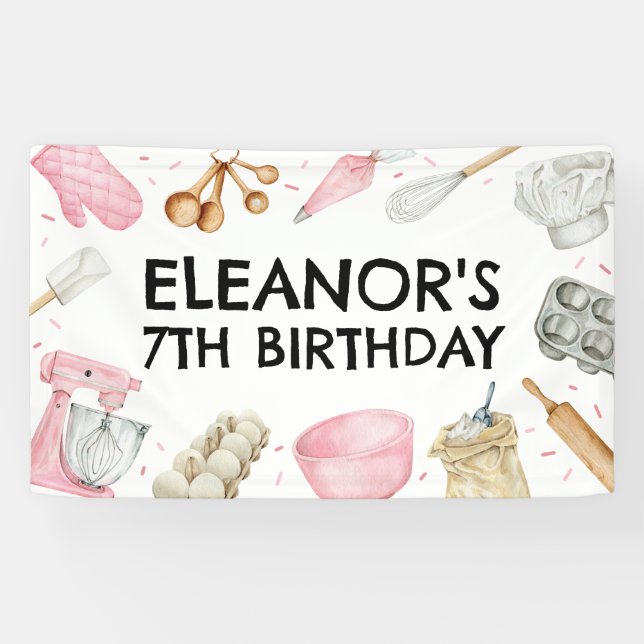 Banderoles Baking Cupcake Décoration Fille Anniversaire fond (Horizontal)