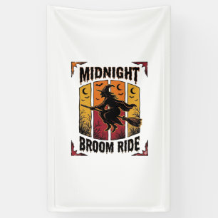 Banderoles Balai de minuit Vintage Sorcière Halloween Graphiq