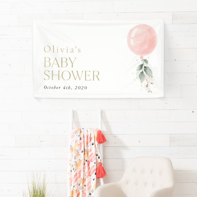 Banderoles Balcon rose, Eucalyptus, Baby shower d'accueil (En situation)