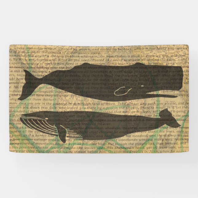 Banderoles Baleine antique Vie marine (Horizontal)