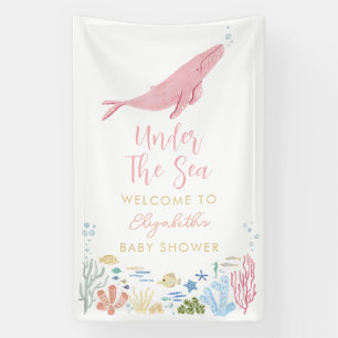 Banderoles Baleine rose Sous Le Baby shower De Mer Accueil