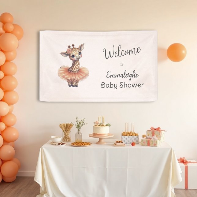 Banderoles Ballerina Baby Girl Shower Tutu Giraffe Welcome (Créateur téléchargé)