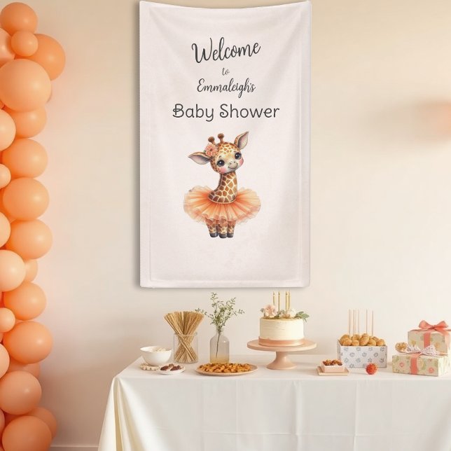 Banderoles Ballerina Baby Shower Vertical Giraffe Welcome (Créateur téléchargé)
