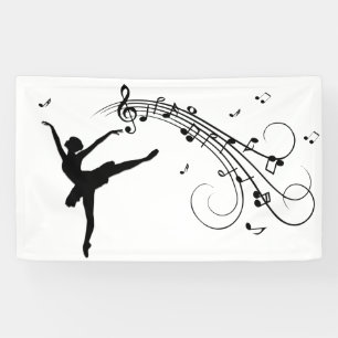 Banderoles Ballerina Dancing with Music Notes