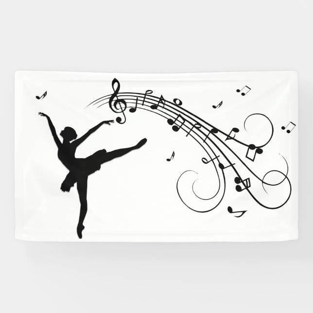 Banderoles Ballerina Dancing with Music Notes (Horizontal)
