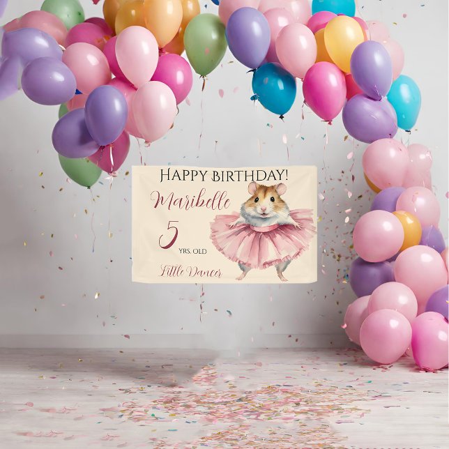 Banderoles Ballerina Hamster Girls Anniversaire Personnalisé (Créateur téléchargé)