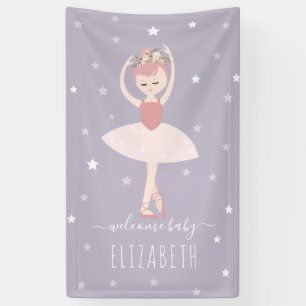 Banderoles Ballerina Stars Purple Girl Baby shower
