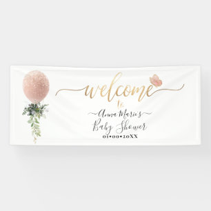 Banderoles Ballon en Glitter Verdure Rose Bienvenue pour Tout