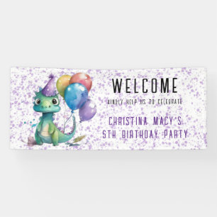 Banderoles Ballons Cute Dinosaur Fille Anniversaire Bienvenue