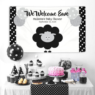 Banderoles Ballons d'agneau blanc noir Baby shower gras
