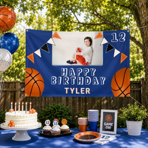 Banderoles Ballons de Basketball Drapeaux Enfants Photo Anniv