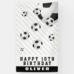 Banderoles Ballons de Football Noir & Blanc Fête d'Anniversai