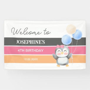 Banderoles Ballons de pingouin doux mignon fille Anniversaire