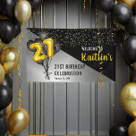 Banderoles Ballons élégants Noir | Gold 21st Birthday Party<br><div class="desc">Les ballons noirs en retour vers les ballons à chiffres d'or donnent une touche dramatique à ce design de fête d'anniversaire 21e. Conception composite par Holiday Hearts Designs (droits réservés). D'autres numéros d'âge sont disponibles dans notre boutique. Si vous ne voyez pas de design pour l'âge particulier que vous recherchez,...</div>