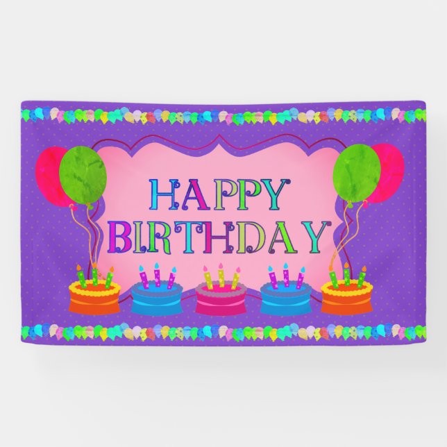 Banderoles Ballons et gâteaux (Horizontal)