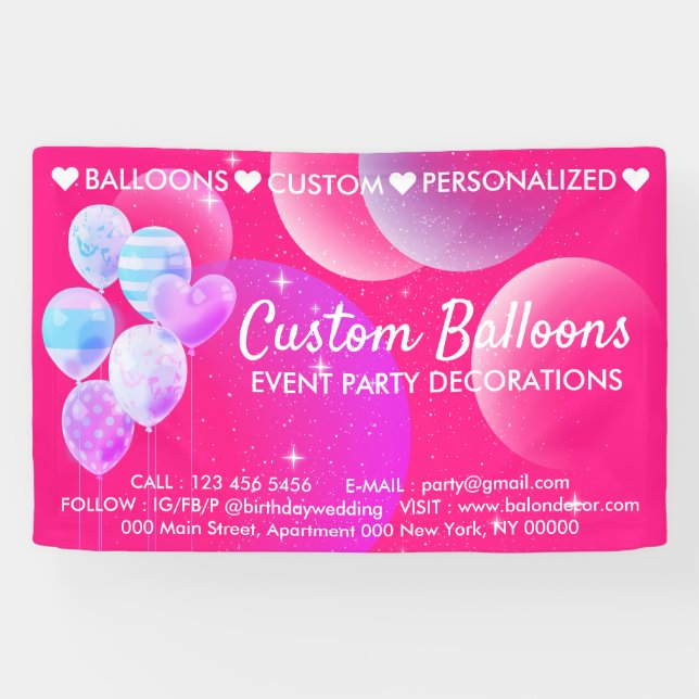 Banderoles Ballons Mariage d'accueil Pink Event Planner (Horizontal)