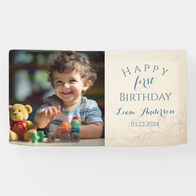 Banderoles Ballons Ours En Jouet Enfants Photo Anniversaire (Horizontal)