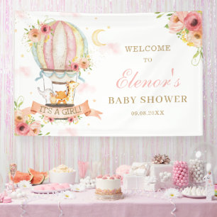Banderoles Balloon à air chaud Floral Baby shower animal Cont