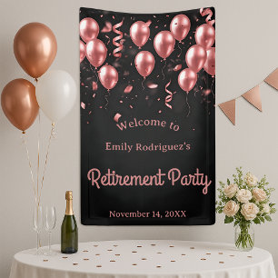 Banderoles Balloons élégants rose gold Fête de retraite noire