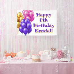 Banderoles Balloons Joyeux Anniversaire Filles Fête