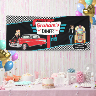 Banderoles Ban de fête d'anniversaire rétro de diner des anné