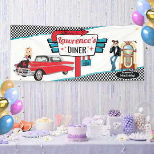 Banderoles Ban de fête d'anniversaire rétro de diner des anné