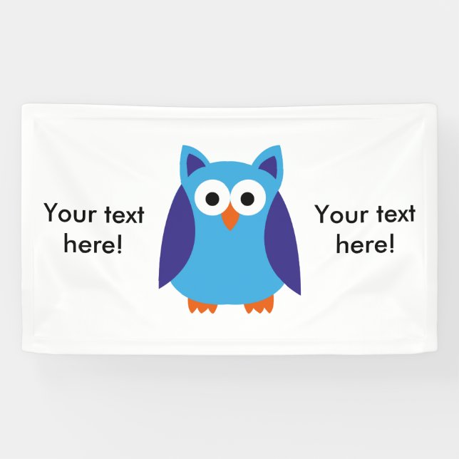 Banderoles Bande dessinée bleue de hibou (Horizontal)