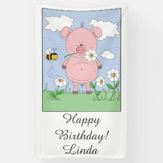 Banderoles Bande dessinée rose mignonne de porc