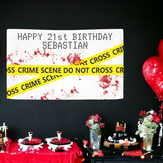 Banderoles Bande personnalisée de la scène de crime policier (Police Crime Scene Tape Personalized Banner from Ricaso. ideal for birthdays, murder mystery parties)