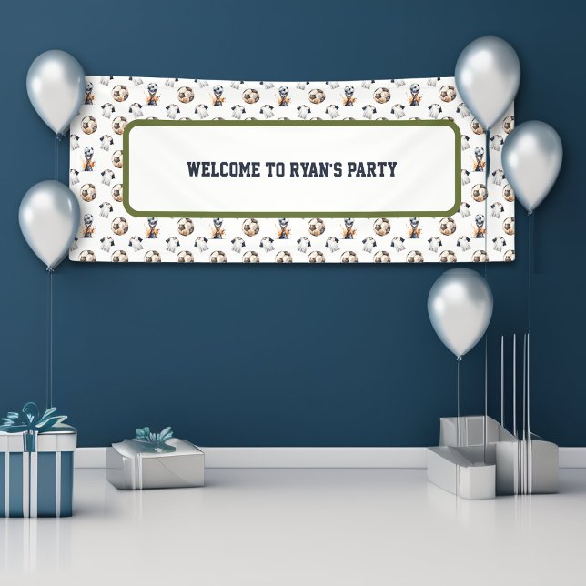 Banderoles Bandeau de fête d'anniversaire du sport (Green Blue Soccer Birthday Party Banner)