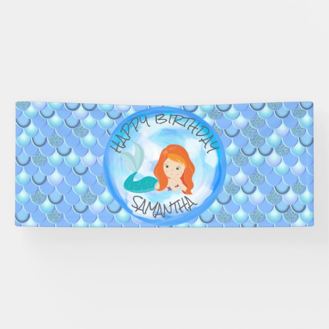 Banderoles Bandeau Mermaid Ocean Blue Scales (Horizontal)
