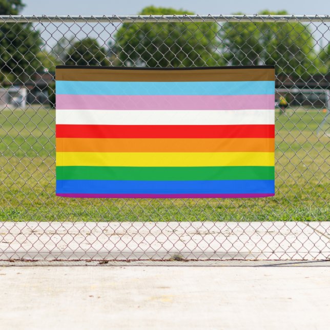 Banderoles Bandes du drapeau de progrès LGBTQ+ (En situation)