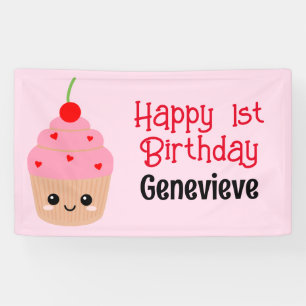 Banderoles "Bannière Anniversaire de enfant Cupcake, tous les