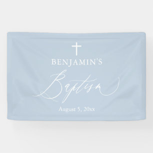 Banderoles Baptême fond bleu Dusty Blancs Croix Boy
