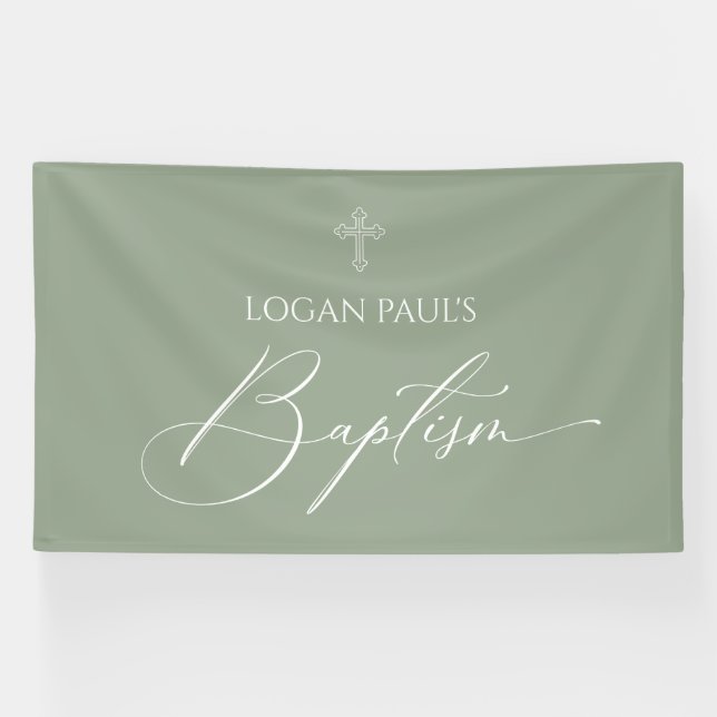 Banderoles Baptism Sage banner backdrop  (Horizontal)
