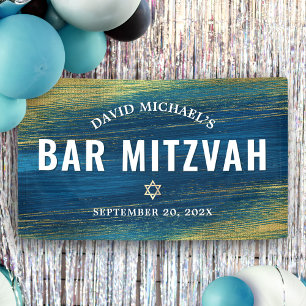 Banderoles Bar Mitzvah Gold Turquoise Bold Modern Typographie