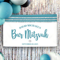 Bar Mitzvah Moderne Turquoise Argent Tallit Script