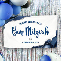 Bar Mitzvah Simple Moderne Bleu Nuit Agate Script