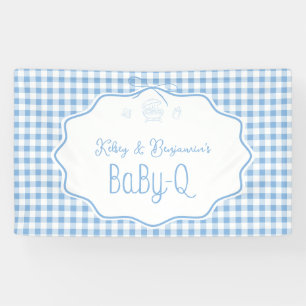 Banderoles Barbecue Baby-Q à thème ruban à carreaux bleus pou