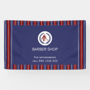 Banderoles Barber shop simple rouge marine rayures blanches