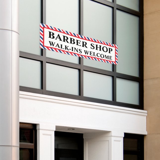 Banderoles Barber Shop Walk Ins Welcome Business Advert (Bâtiment extérieur)