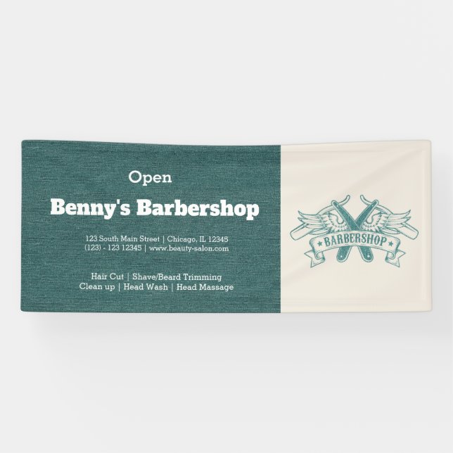 Banderoles Barbershop blue jeans texture (Horizontal)