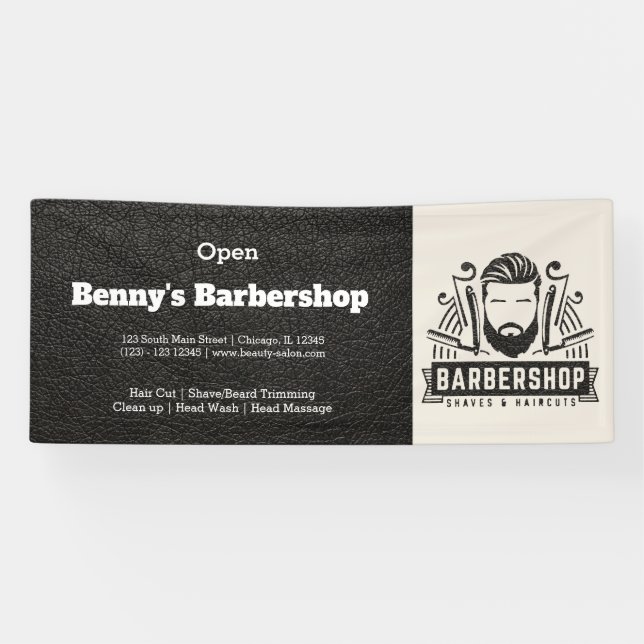 Banderoles Barbershop look cuir (Horizontal)