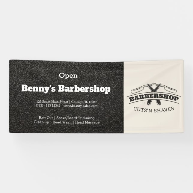 Banderoles Barbershop look cuir (Horizontal)