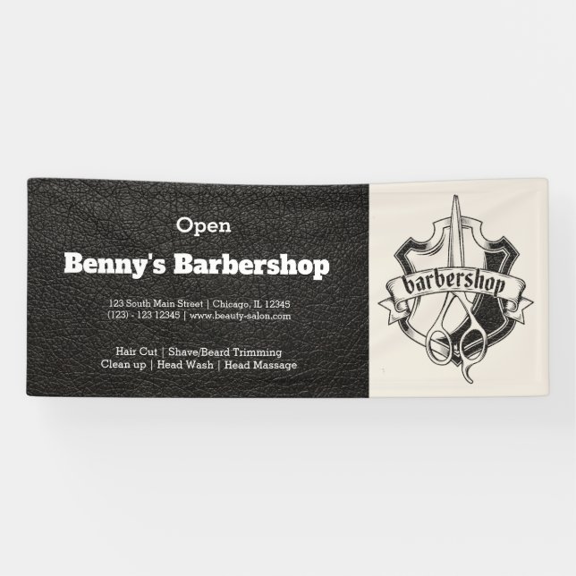 Banderoles Barbershop look cuir (Horizontal)