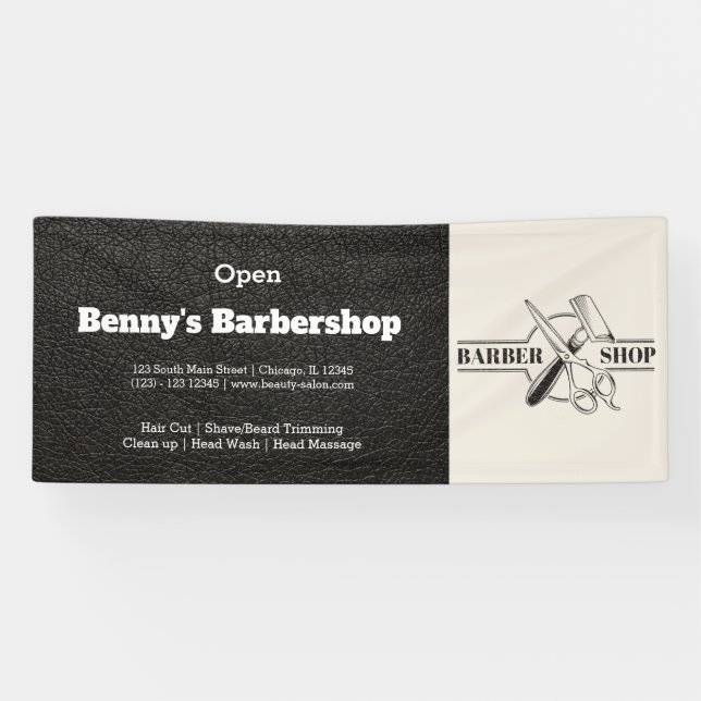 Banderoles Barbershop look cuir (Horizontal)
